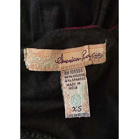 AMERICAN RAG Sz XS Black/Floral Watercolors Slvlss - Picture 4 of 5